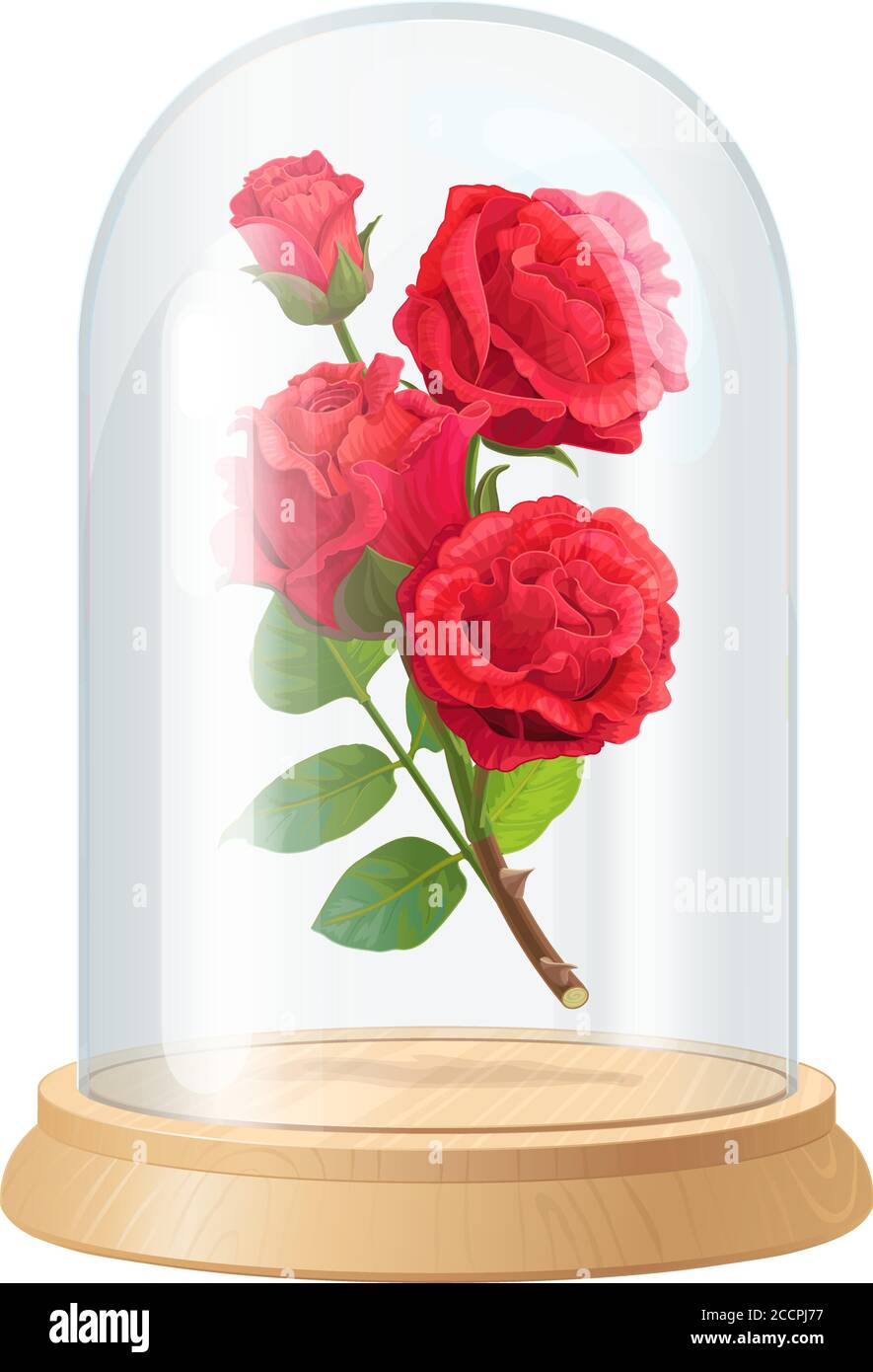 Vektor Schonheit Und Tier Vintage Rose Glaskuppel Stock Vektorgrafik Alamy
