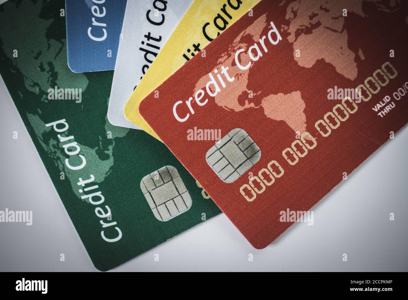 Satz Farbiger Kreditkarten Stockfoto