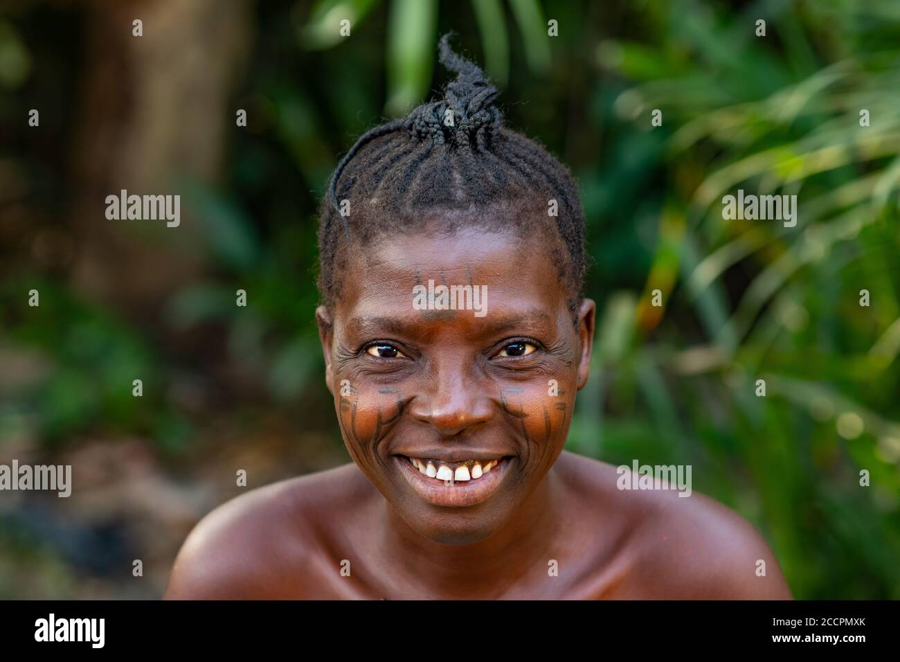 Porträt der Holi Tribe Frau aus Benin Stockfoto