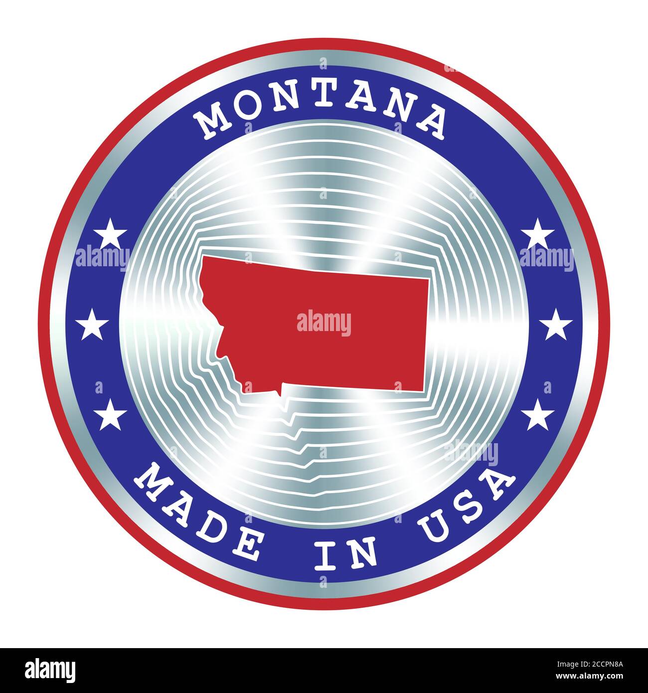Hergestellt in Montana lokale Produktion Schild, Aufkleber, Siegel, Stempel. Rundes Hologramm-Schild für Etikettendesign und nationale Vermarktung Stock Vektor