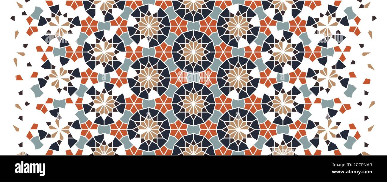 Arabeske Vektorrahmen, Tapete, Textur, Hintergrund, Muster. Geometrische Arabeske Halbtonstruktur mit Auflösung von Farbfliesen Stock Vektor