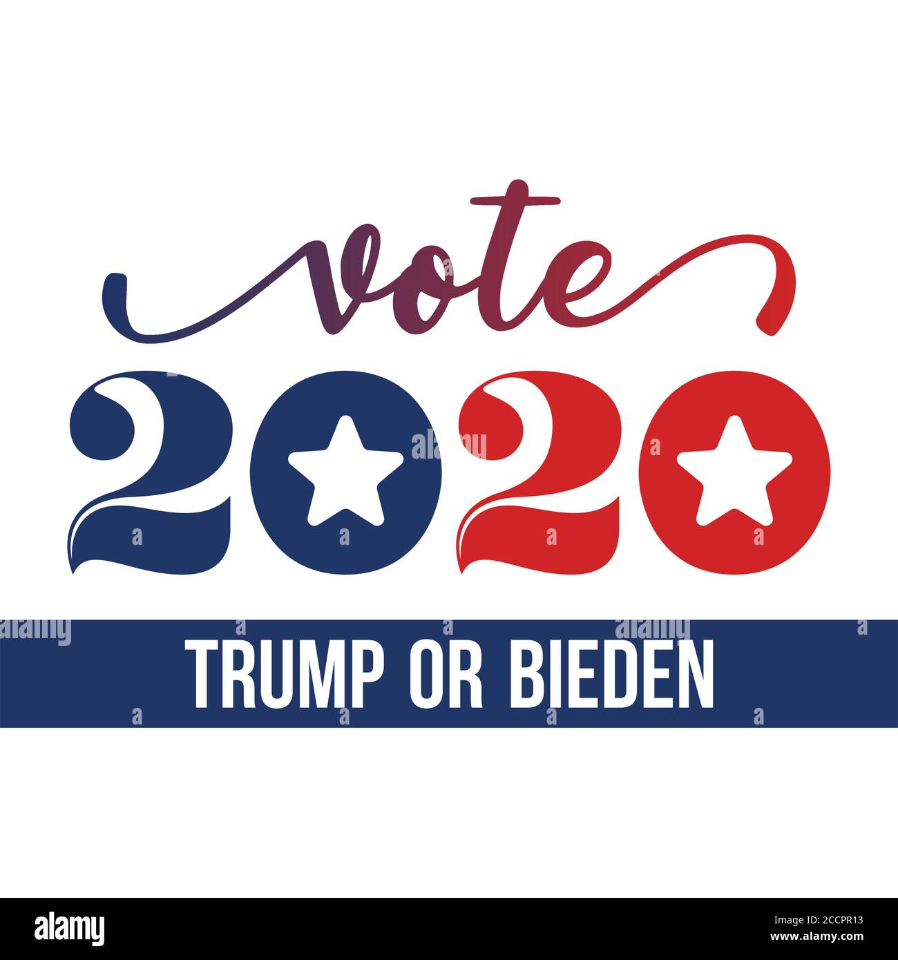 Abstimmen 2020 Donald Trump oder Joe Biden - Vektor-Illustration. Vektorgrafik. Trump Text für die Präsidentschaftswahl der USA Kampagne. August 24, 2020, Wa Stock Vektor