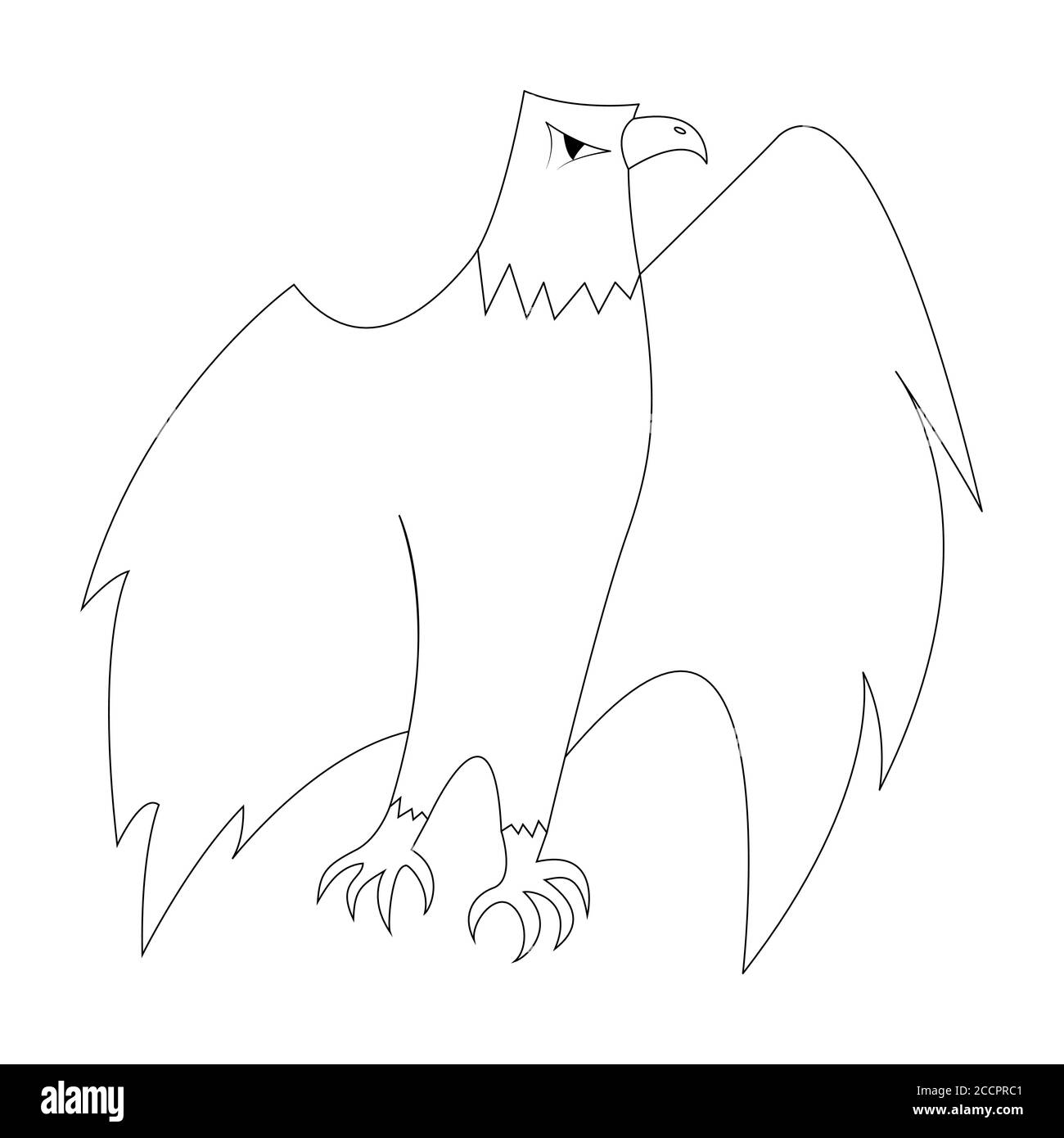 Cartoon Adler Umriss. Vektorgrafik isoliert auf weißem Hintergrund. Dekoration für Grußkarten, Poster, Flyer, Drucke für Kleidung. Stock Vektor