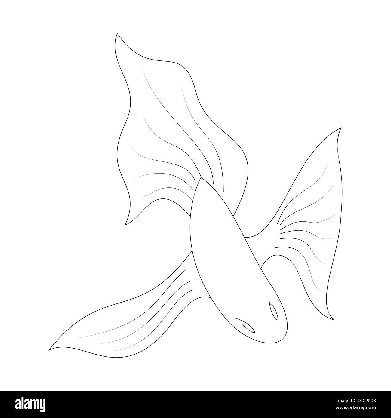 Cartoon Goldfisch Umriss. Vektorgrafik isoliert auf weißem Hintergrund. Dekoration für Grußkarten, Poster, Flyer, Drucke für Kleidung. Stock Vektor