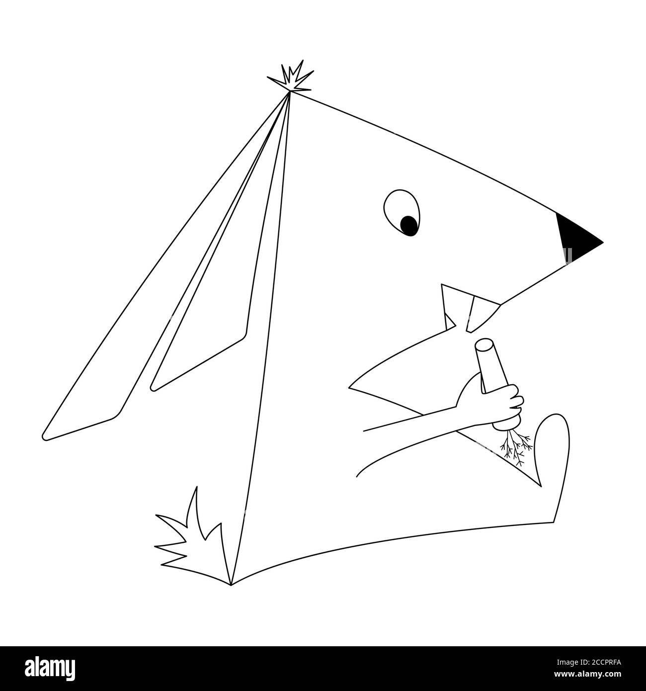 Cartoon Kaninchen halten Karotte. Vektorgrafik isoliert auf weißem Hintergrund. Dekoration für Grußkarten, Poster, Flyer, Drucke für Kleidung. Stock Vektor