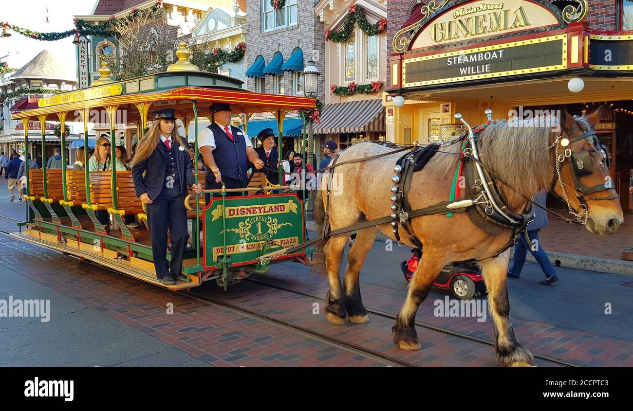 Pferdekutsche im Disneyland Park, Anaheim California, USA Stockfoto