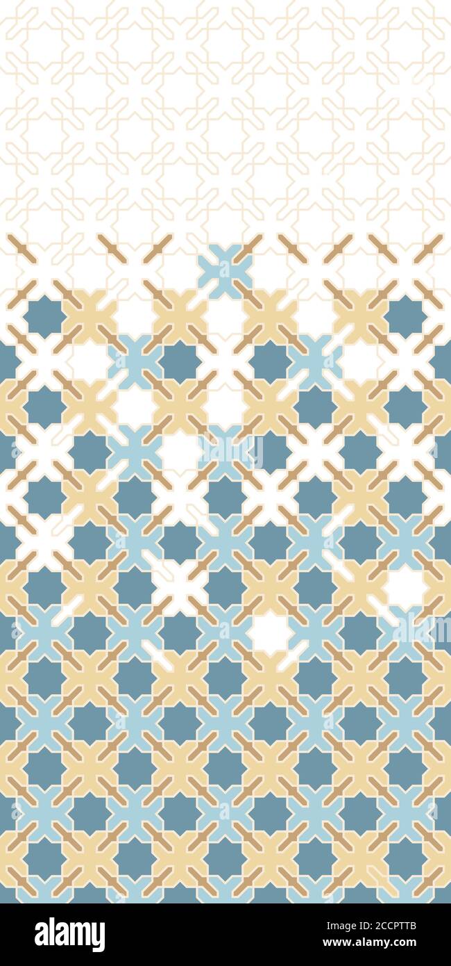 Arabeske Vektorrahmen, Tapete, Textur, Hintergrund, Muster. Geometrische Arabeske Halbtonstruktur mit Auflösung von Farbfliesen Stock Vektor