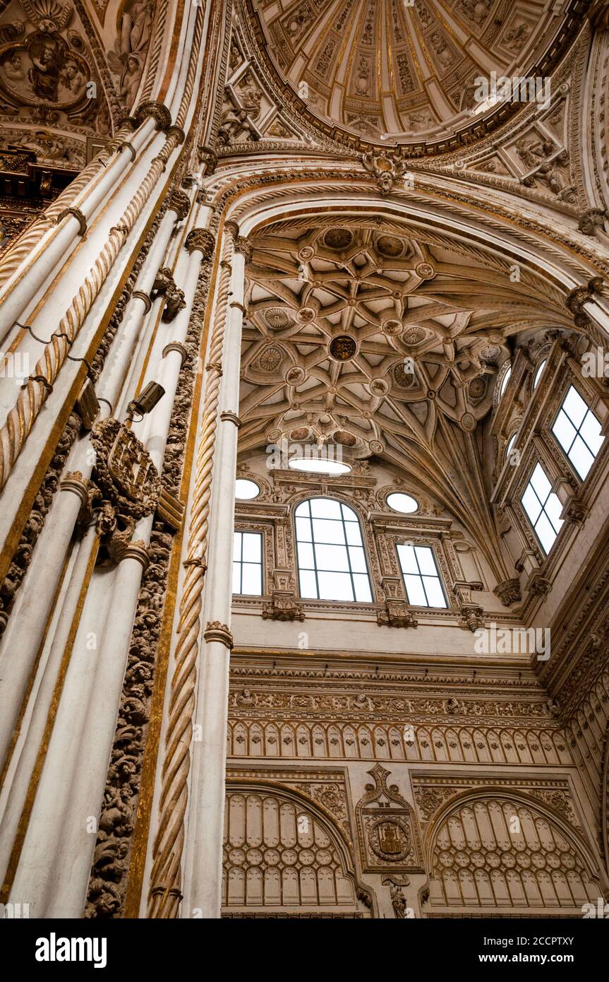 Die Decke der Kathedrale von Cordoba, Cordoba, Spanien. Stockfoto