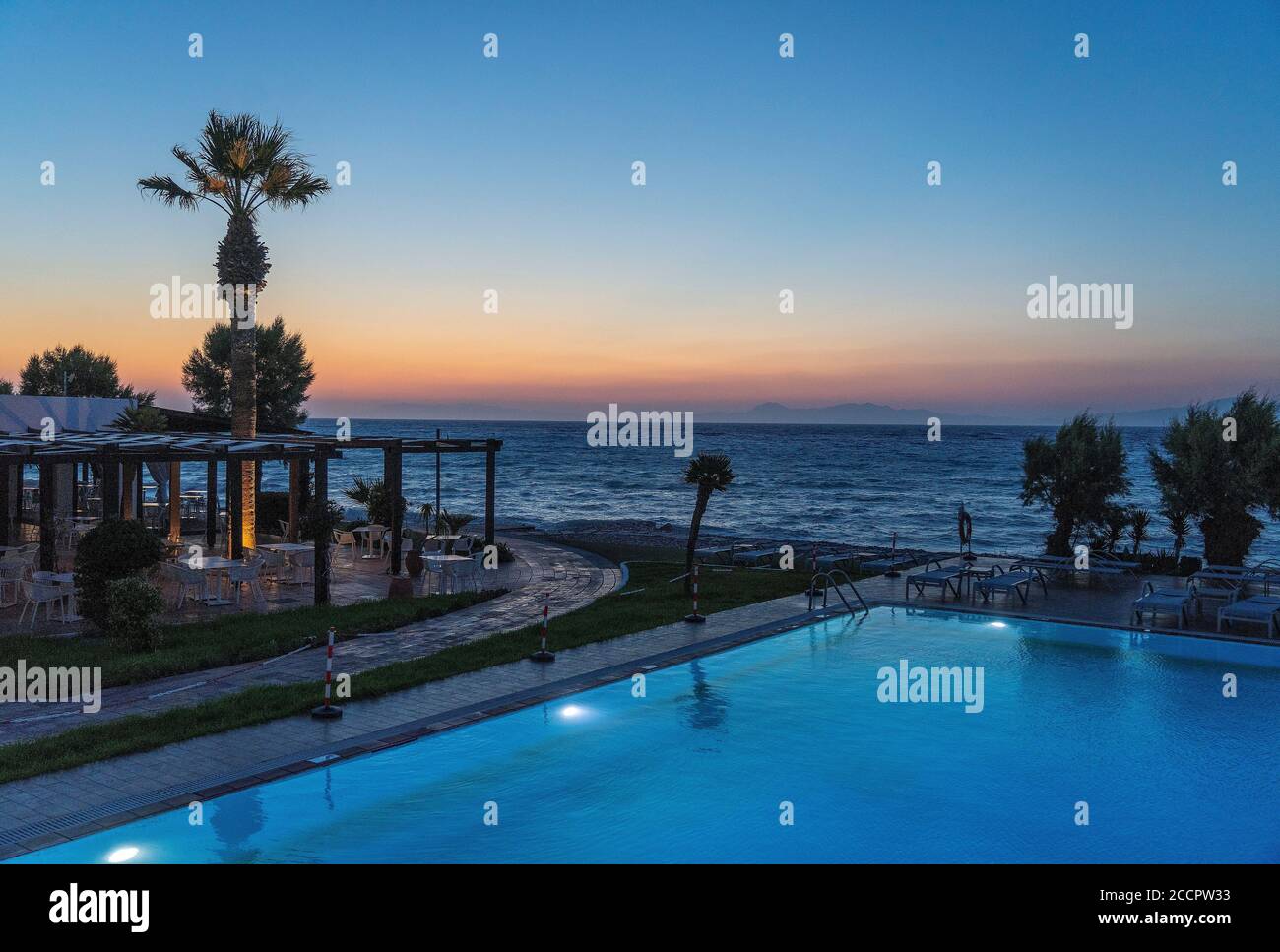 Sunprime Miramare Beach Urlaubsort in Rhodos, Griechenland Stockfoto