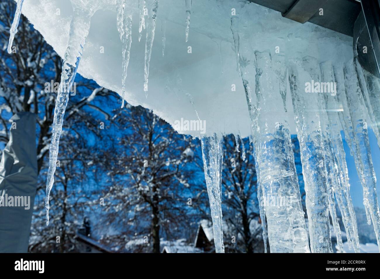 Eiszapfen, Haus Edelweiss, Oberstdorf Stockfoto
