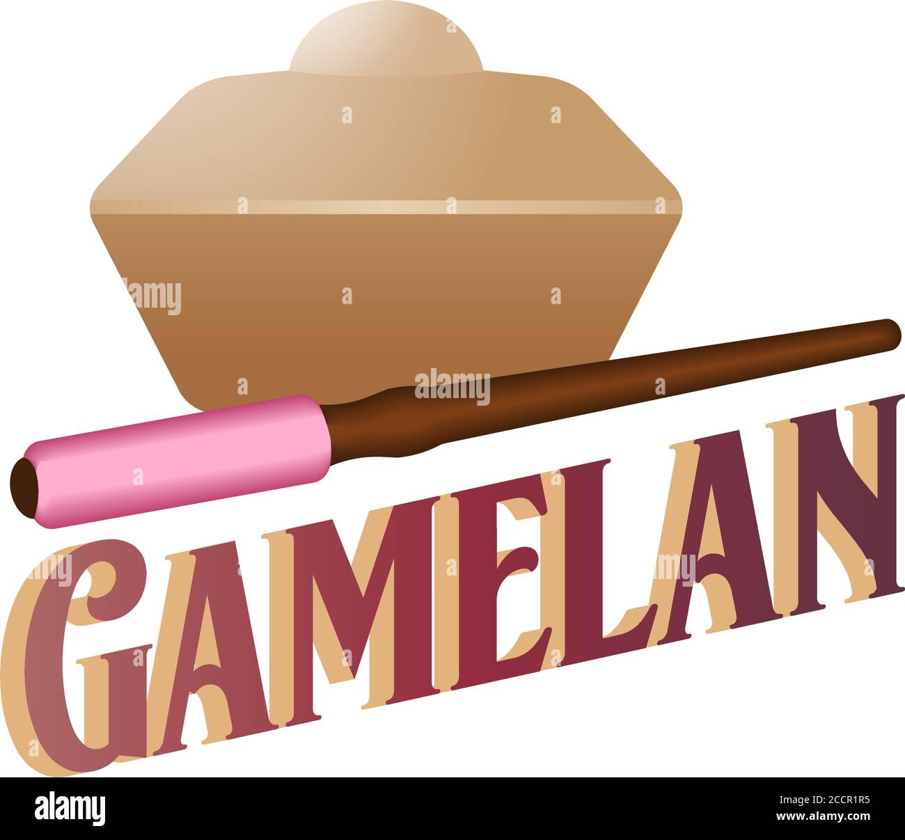 Gamelan-Logo. Gamelan ist die traditionelle Ensemblemusik der Javaner, Sundanesen und Balinesen Indonesiens, die überwiegend aus Percus besteht Stock Vektor