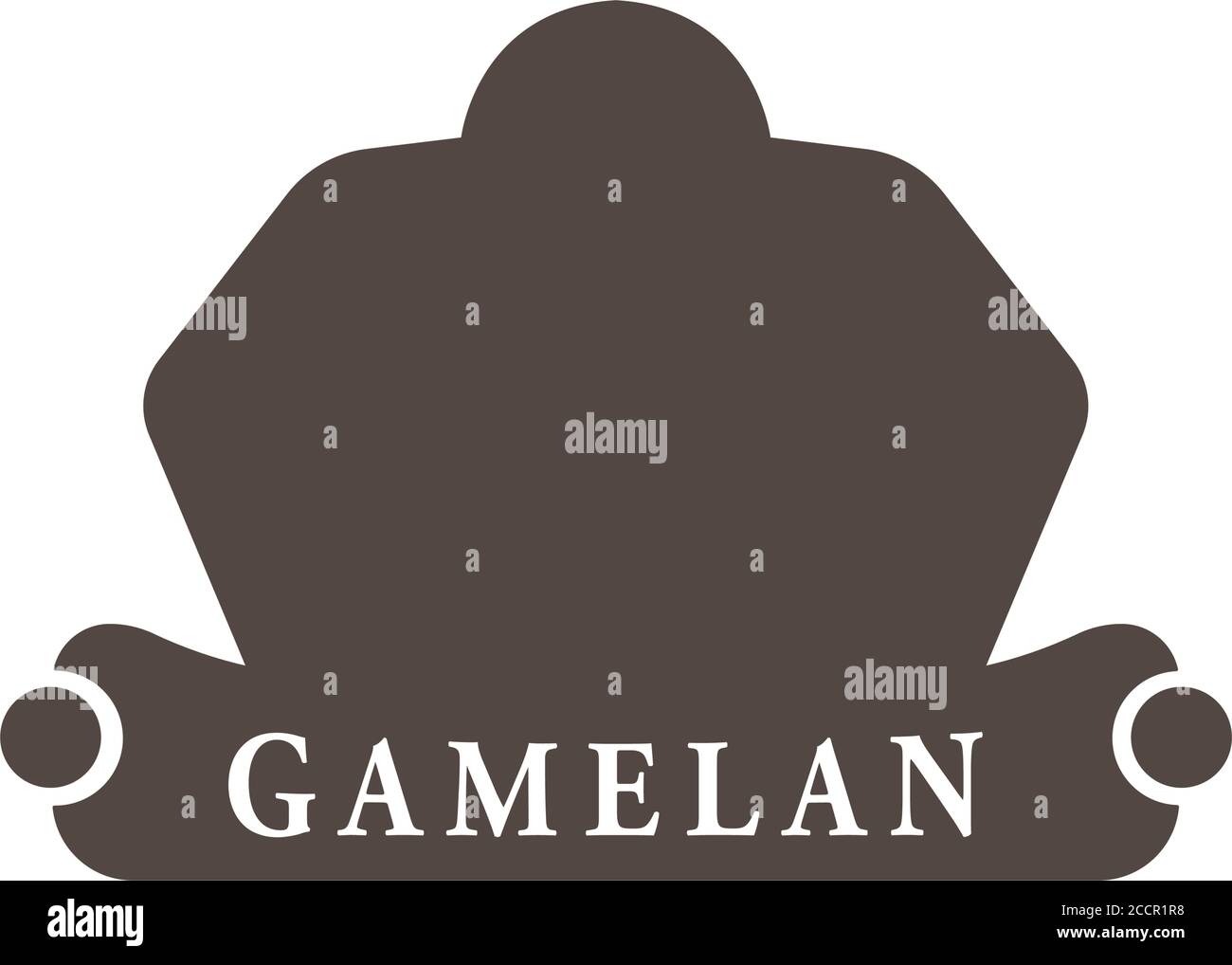 Gamelan-Logo. Gamelan ist die traditionelle Ensemblemusik der Javaner, Sundanesen und Balinesen Indonesiens, die überwiegend aus Percus besteht Stock Vektor