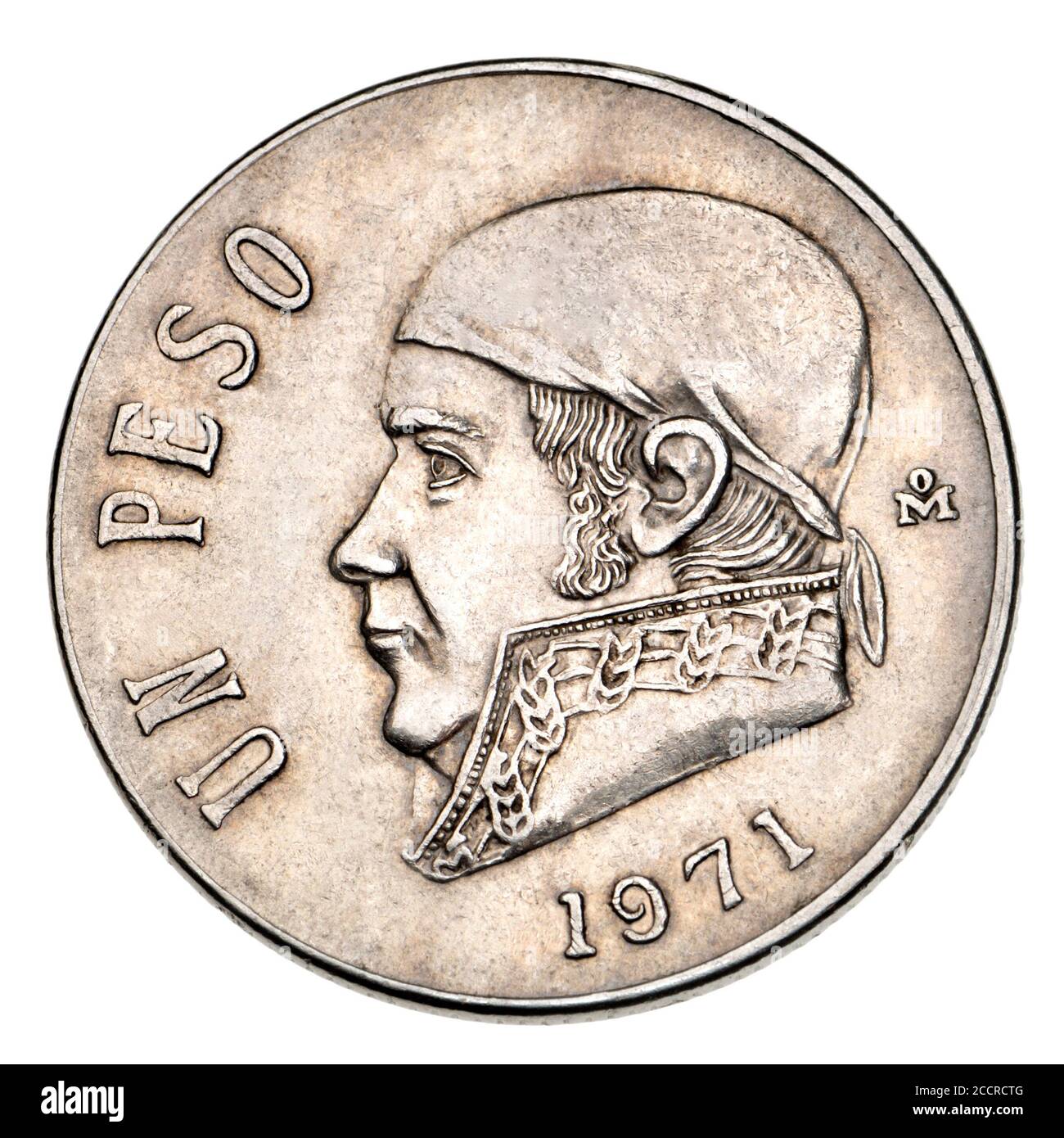 Mexikanische Münze - 1 Peso (1971) Jose Maria Morelos (José María Teclo Morelos Pérez y Pavón: 1765-1815) römisch-katholischer Priester und revolutionäre Rebellen führen Stockfoto