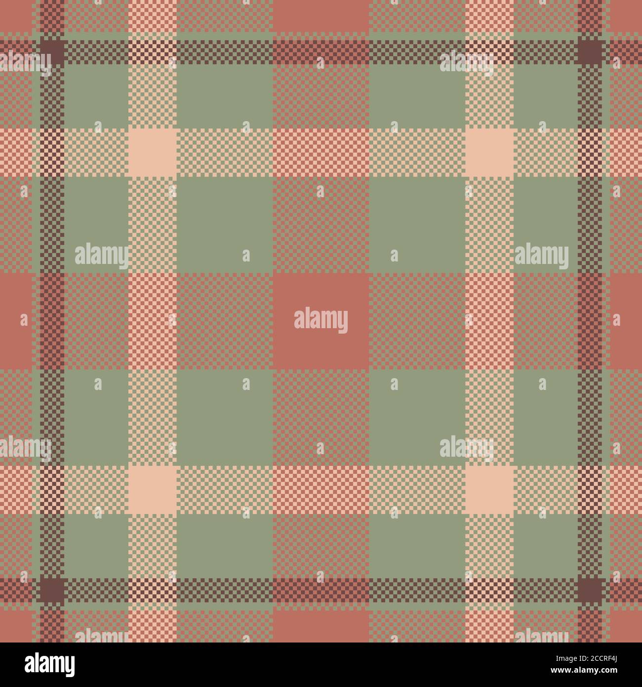 Vektordesign mit Pixelhintergrund. Modernes, nahtloses Muster. Quadratisches Texturmaterial. schottische Textil. Schöne Farbe madras Schmuck. Stock Vektor