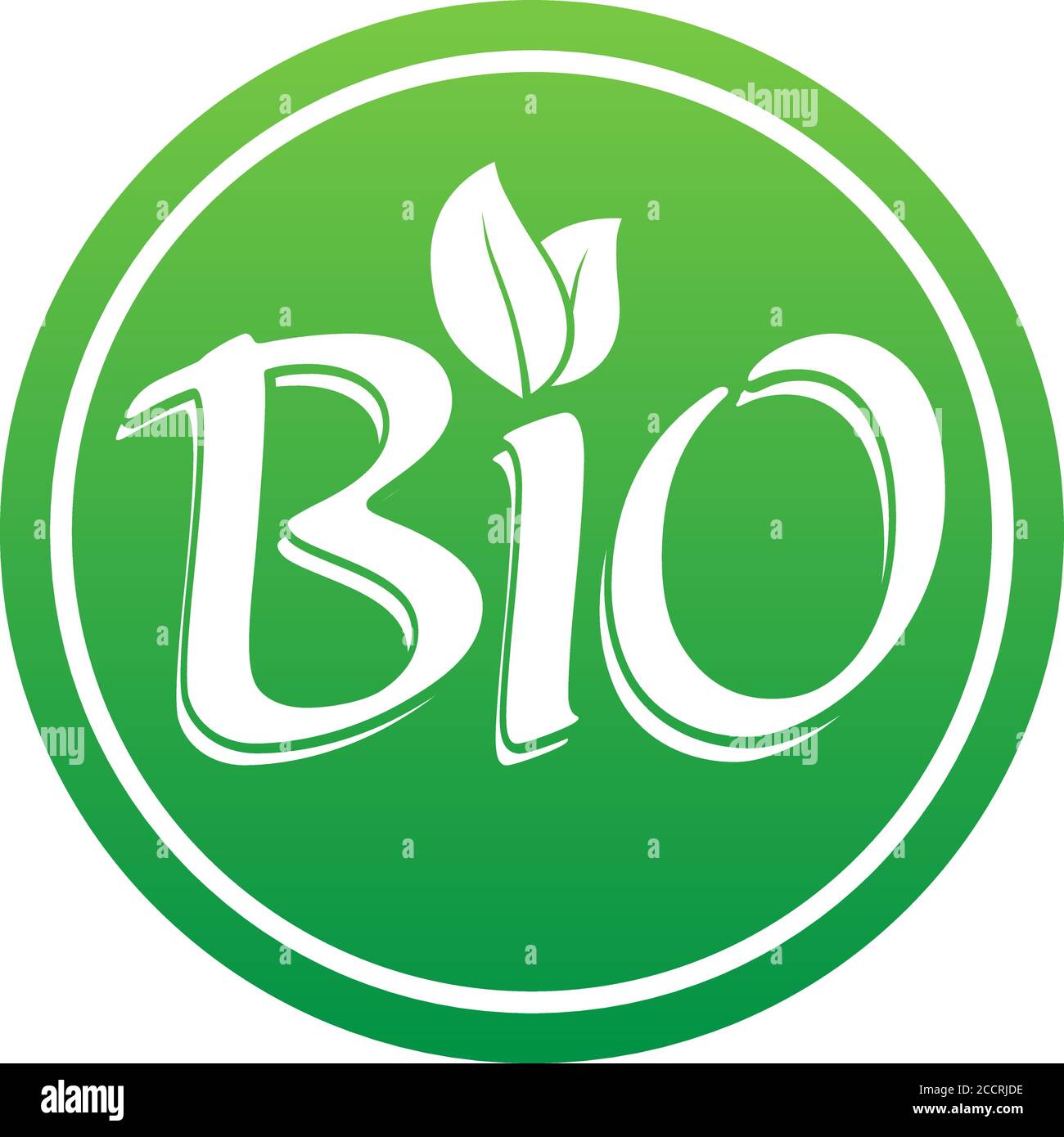 Grünes rundes Bio-Logo oder Etikett mit Blättern Vektorgrafik Stock Vektor