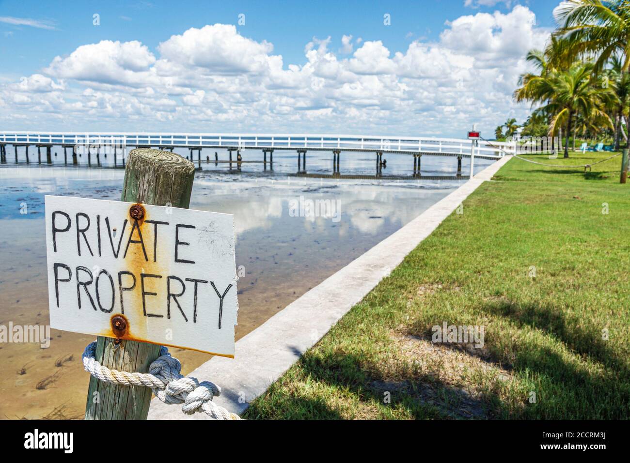 Pine Island Florida, Bokeelia, Gasparilla Sound, Golf von Mexiko, am Wasser, Pier, Privateigentum, Schild, Besucher reisen Reise Tour Tourismus Land Stockfoto