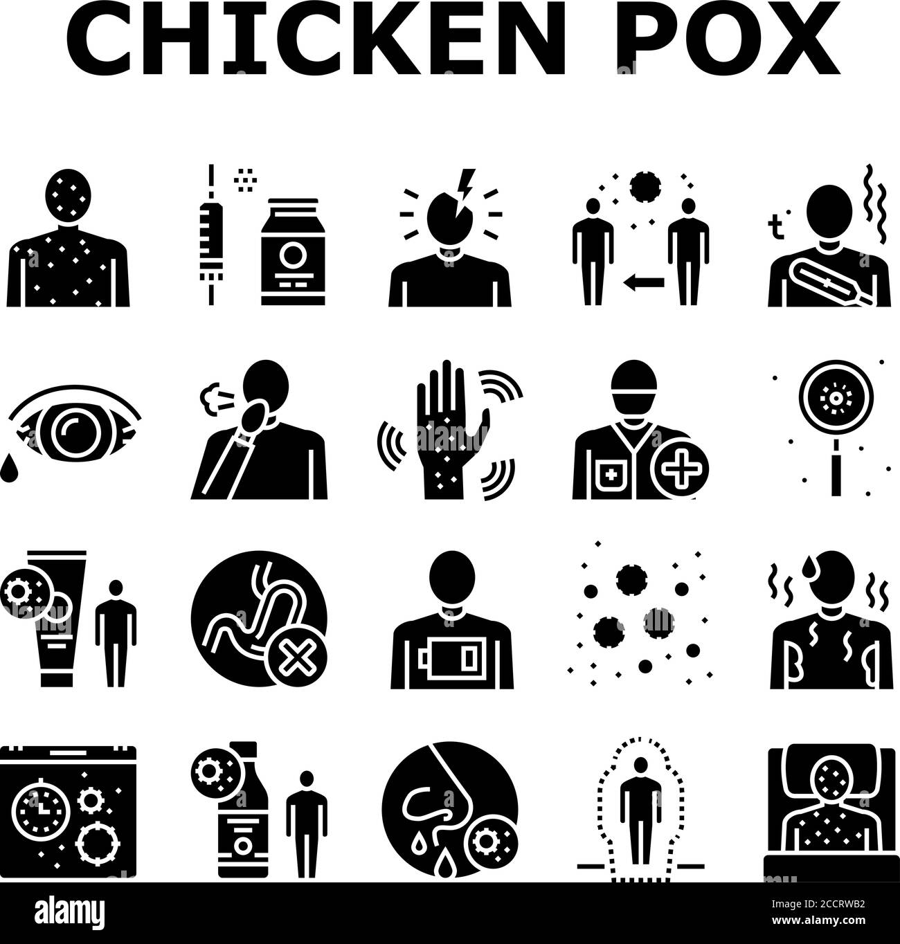 Chicken Pox Disease Collection Symbole Set Vektor Stock Vektor