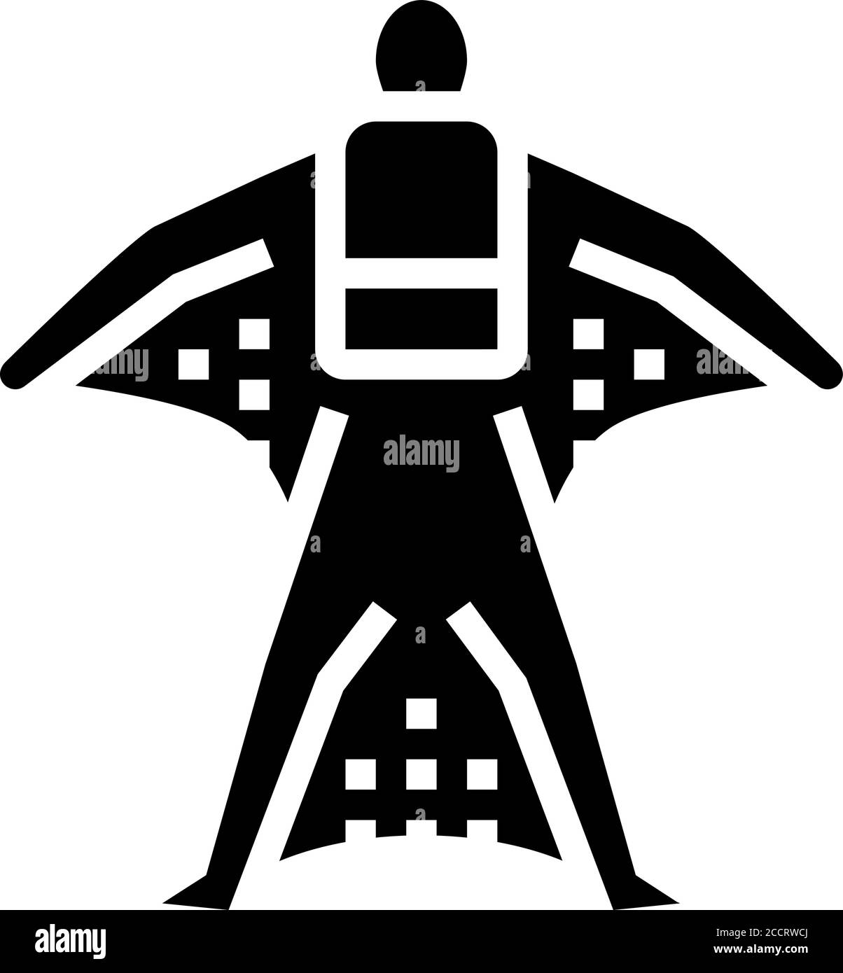 Wingsuit fliegen Extremal Sport Mann Glyphe Symbol Vektor Illustration Stock Vektor