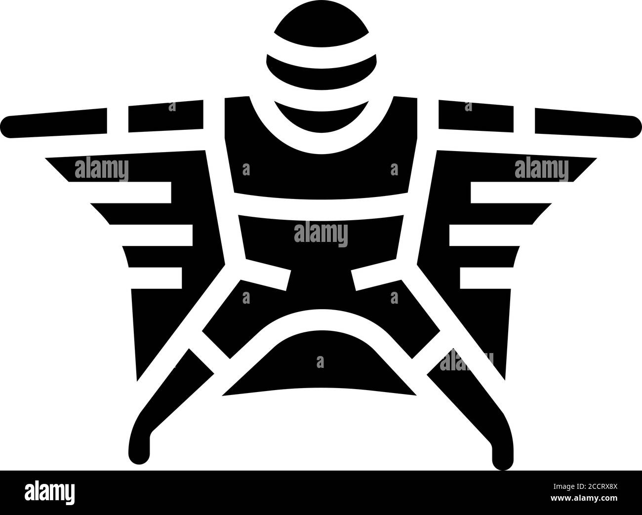 Fliegende Wingsuit Sportler Glyphe Symbol Vektor Illustration Stock Vektor