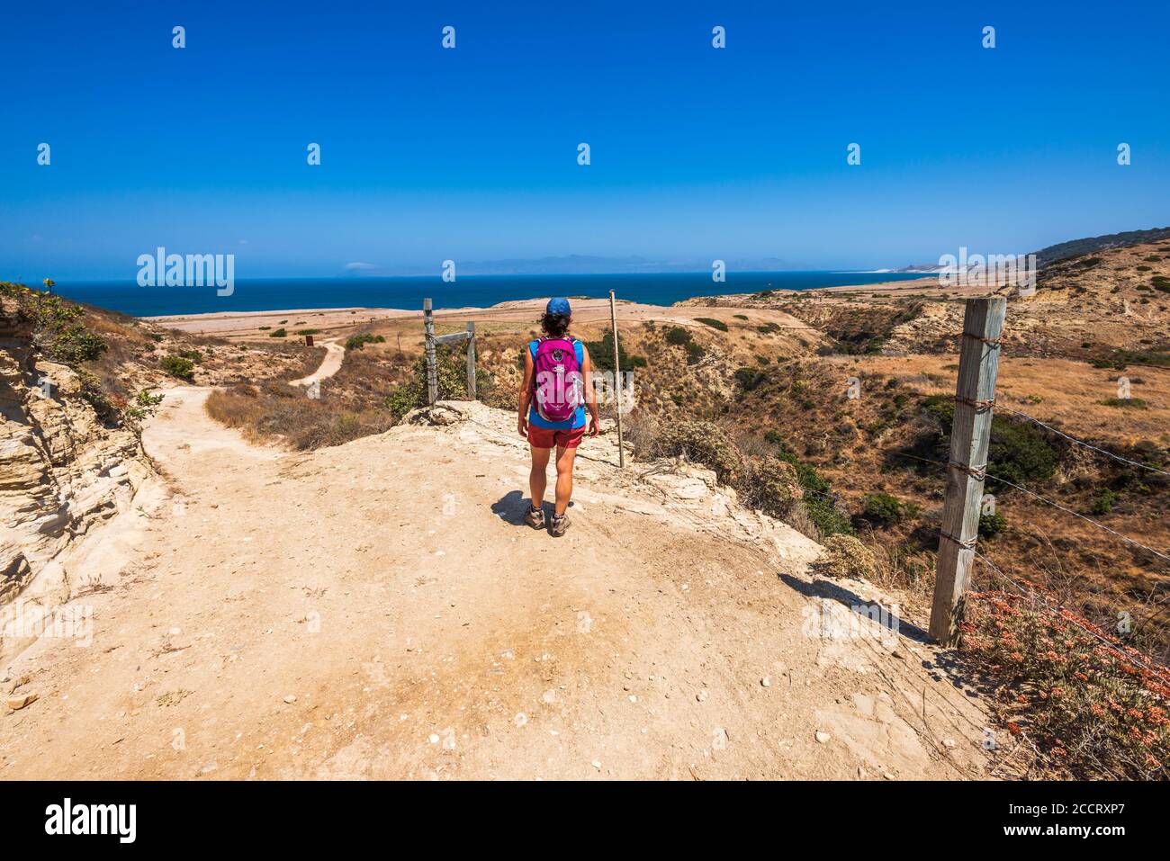 Wanderer im Water Canyon, Santa Rosa Island, Channel Islands National Park, California USA Stockfoto