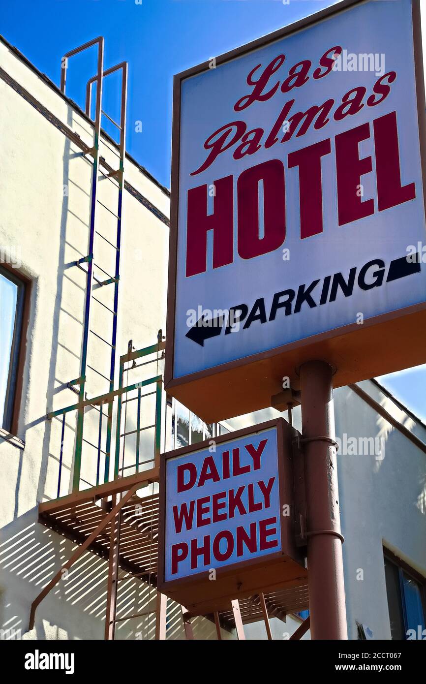 Das Las Palmas Hotel.das Las Palmas Hotel war eines der Drehorte für den Film 'Pretty Woman' (1990) Stockfoto