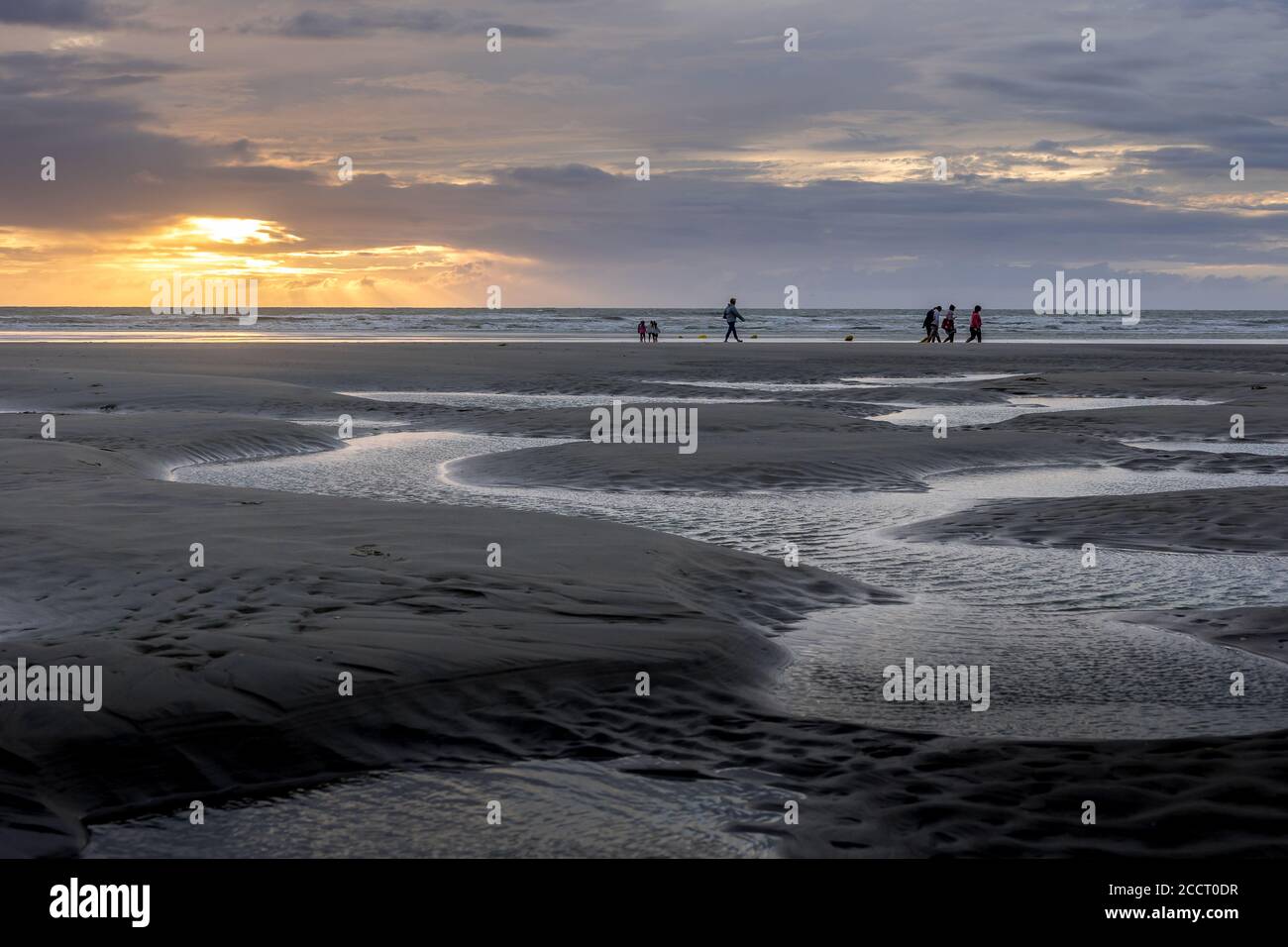 Sonnenuntergang am Berck Beach im Sommer Stockfoto