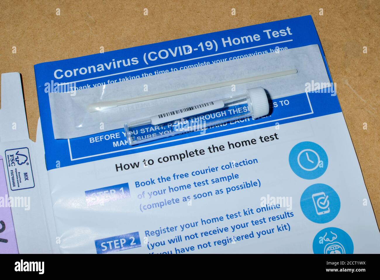 Coronavirus COVID-19 Heimtest-Kit UK Stockfoto