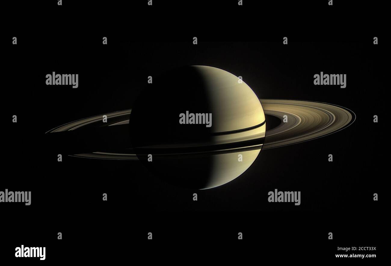 Saturn. Zusammengesetztes Bild des Planeten vom Cassini Orbiter aufgenommen im Januar 2010. NASA/JPL-Caltech/Space Science Institute Stockfoto Saturn. Zusammengesetztes Bild des Planeten vom Cassini Orbiter aufgenommen im Januar 2010. NASA/JPL-Caltech/Space Science Institute Stockfoto
