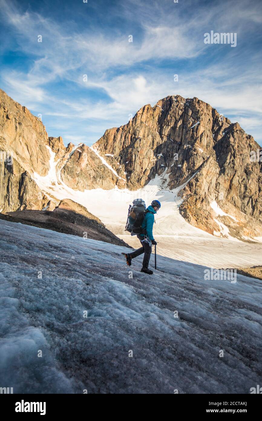 Akshayak Pass - © Christopher Kimmel 2019. Für Mammut Nordamerika nur mit Kredit: 'Christopher Kimmel / Alpine Edge Photography' Instagra Stockfoto