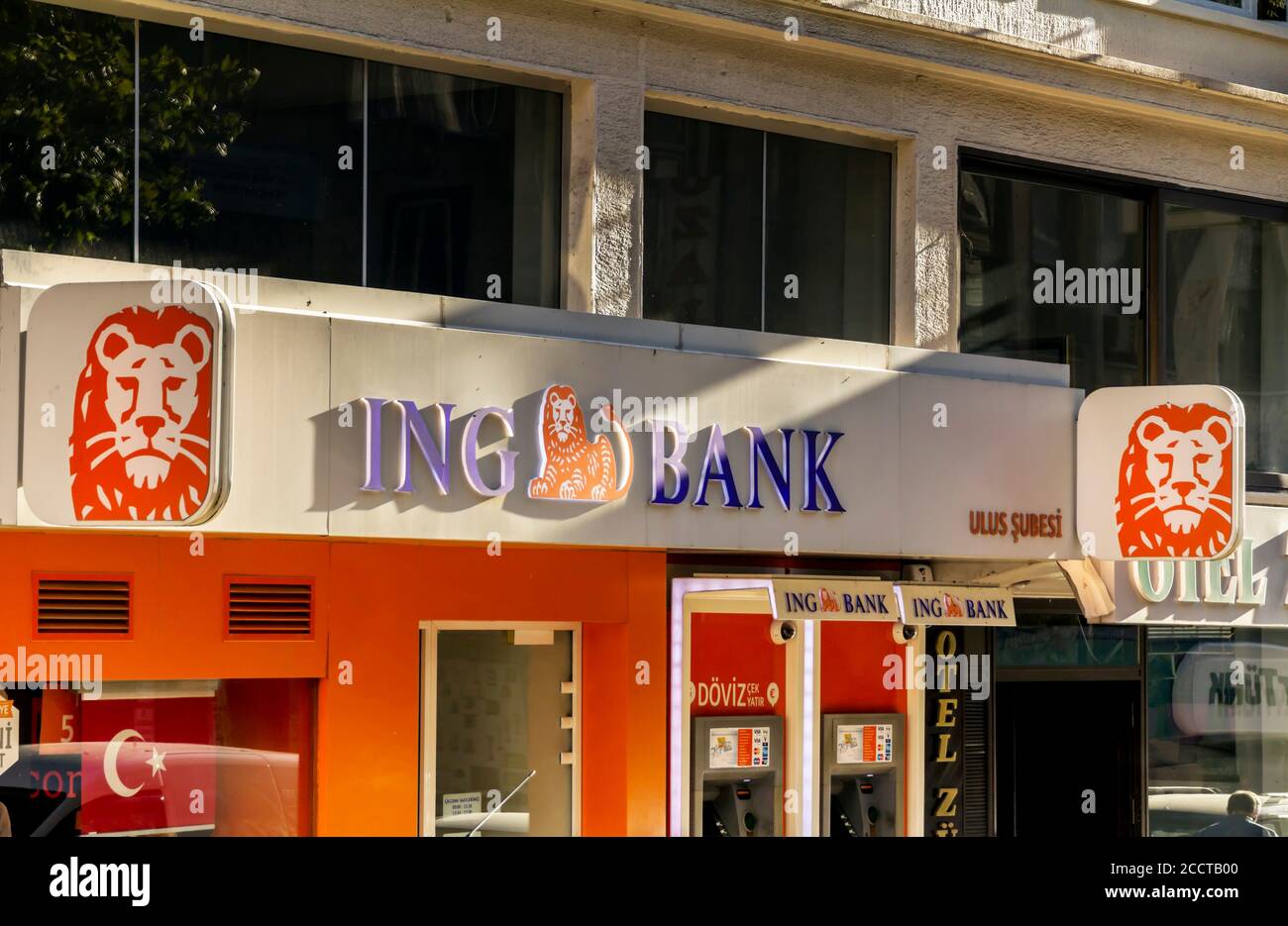 Ankara, Türkei : ING Group ist ein globales Finanzinstitut niederländischer Herkunft, dieses Schild befindet sich an einer Wand in Rotterdam Stockfoto