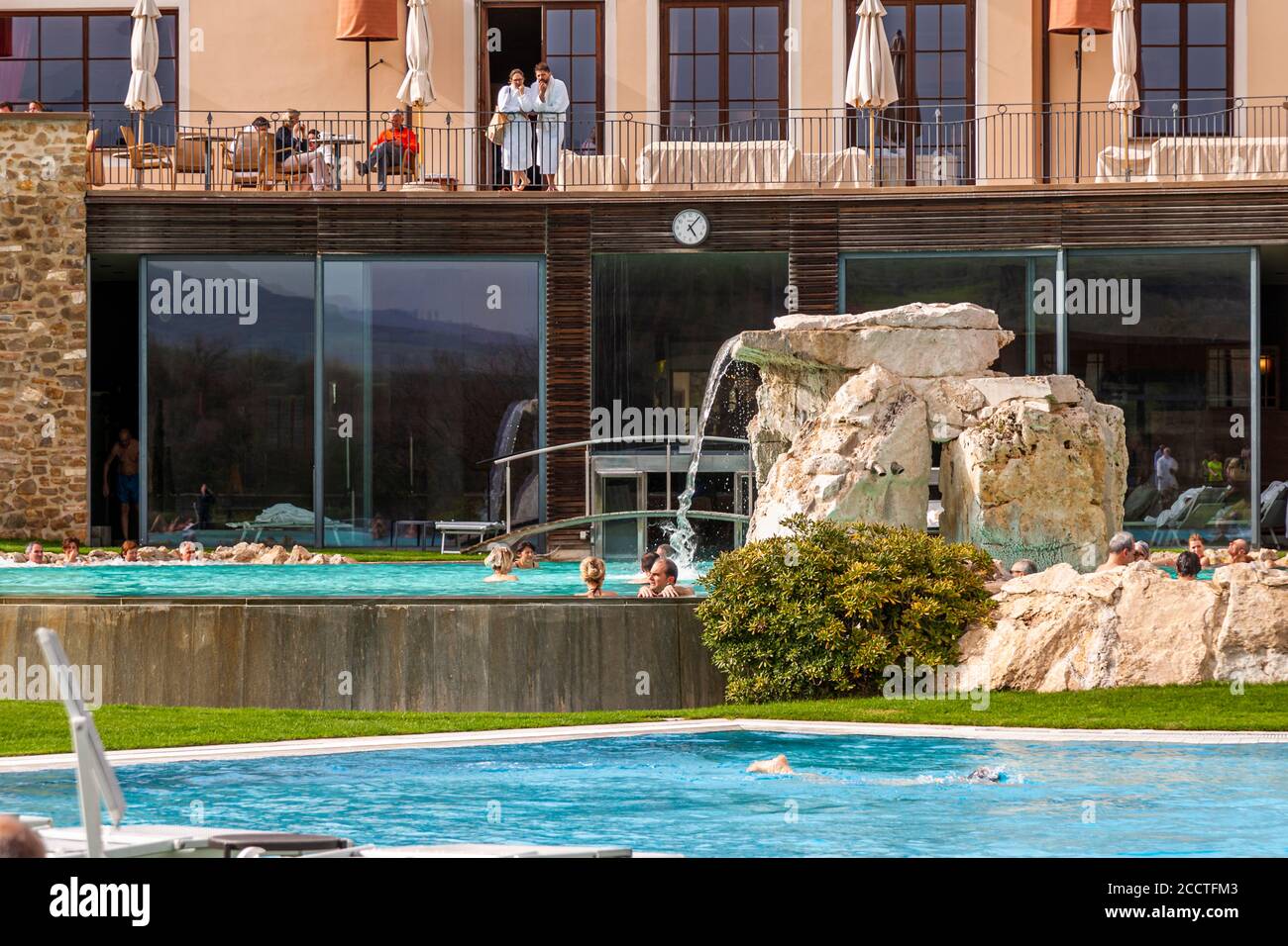 Hotel Adler Thermae, Bagno Vignoni, Toskana mit Thermalbad, Toskana, Val d'orcia Italien, UNESCO-Welterbe, Stockfoto