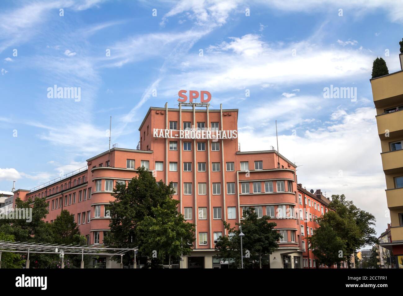 Nürnberg, August 11,2019: Gebäude des Karl-Bröger-Hauses, der SPD, in der Innenstadt Stockfoto