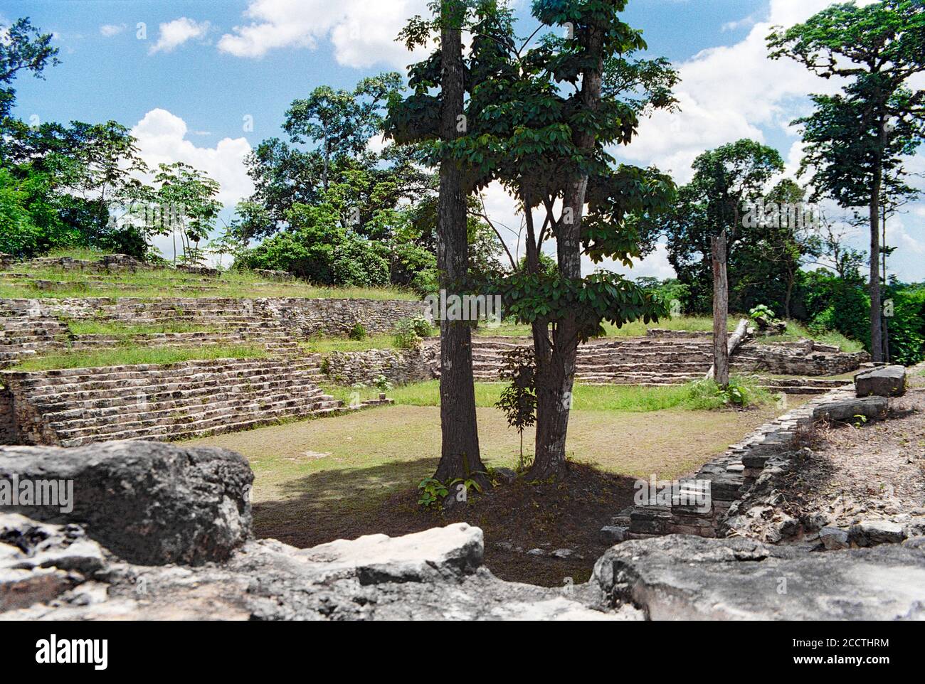 Yaxchilan Maya Ruinen; Chiapas, Mexiko. Vintage Film Bild - ca. 1990. Stockfoto