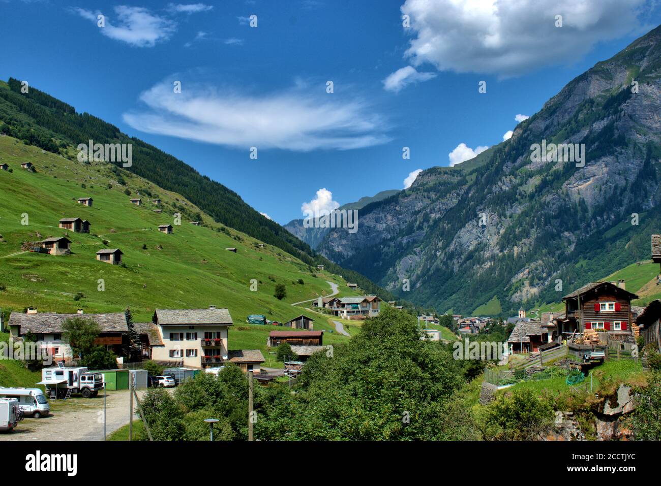 Alpenpanorama in Vals in der Schweiz Stockfoto