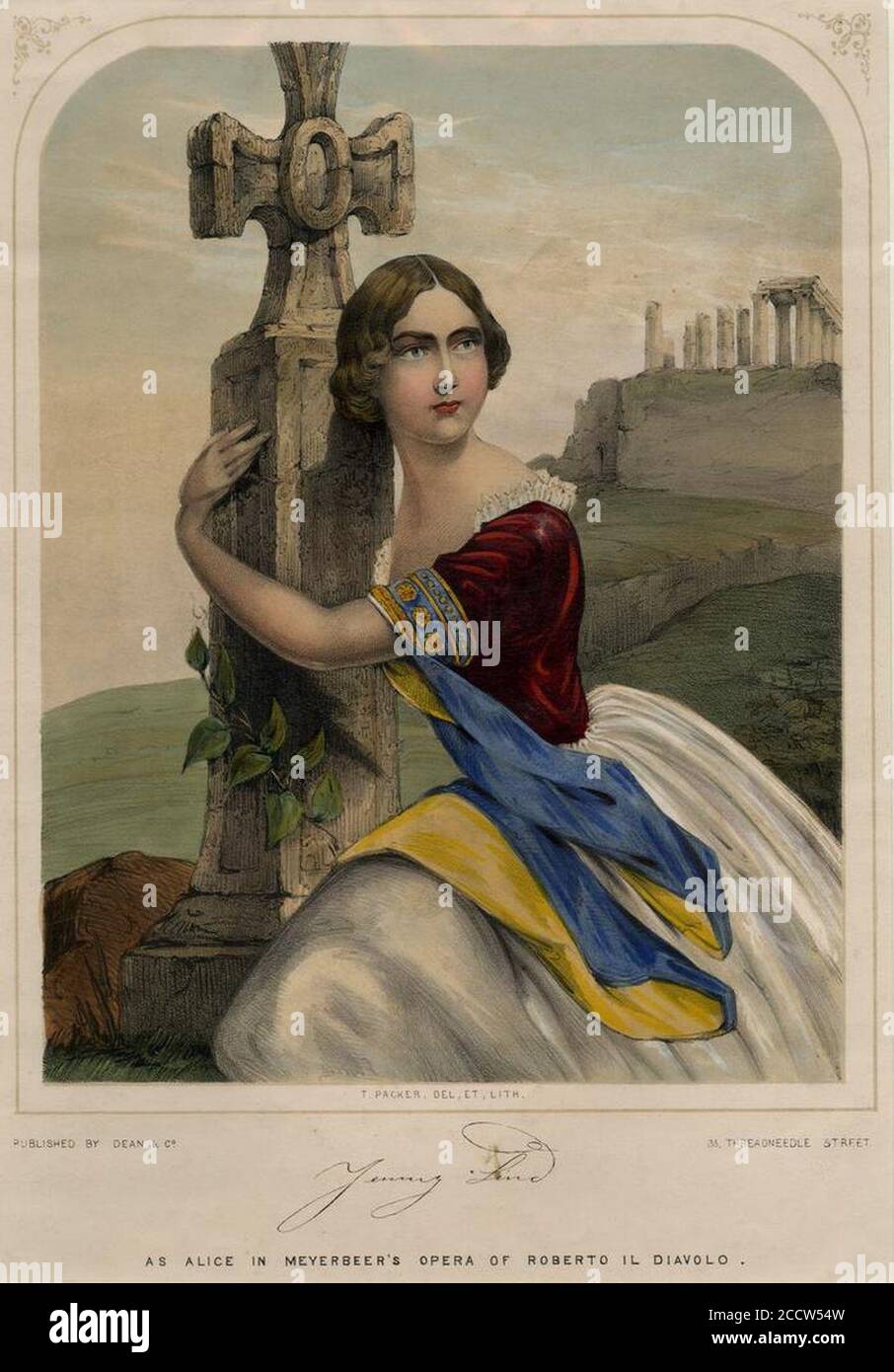 Jenny Lind als Alice in Meyerbeers Oper von Roberto il Diavolo (BM 1847,0603.1). Stockfoto