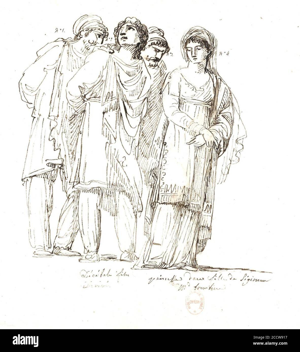 Jean-Simon Berthélemy - Le Triomphe de Trajan, 1807 (Prosper Dérivis en Décébale & Alexandrine-Caroline Branchu en Princesse dace). Stockfoto