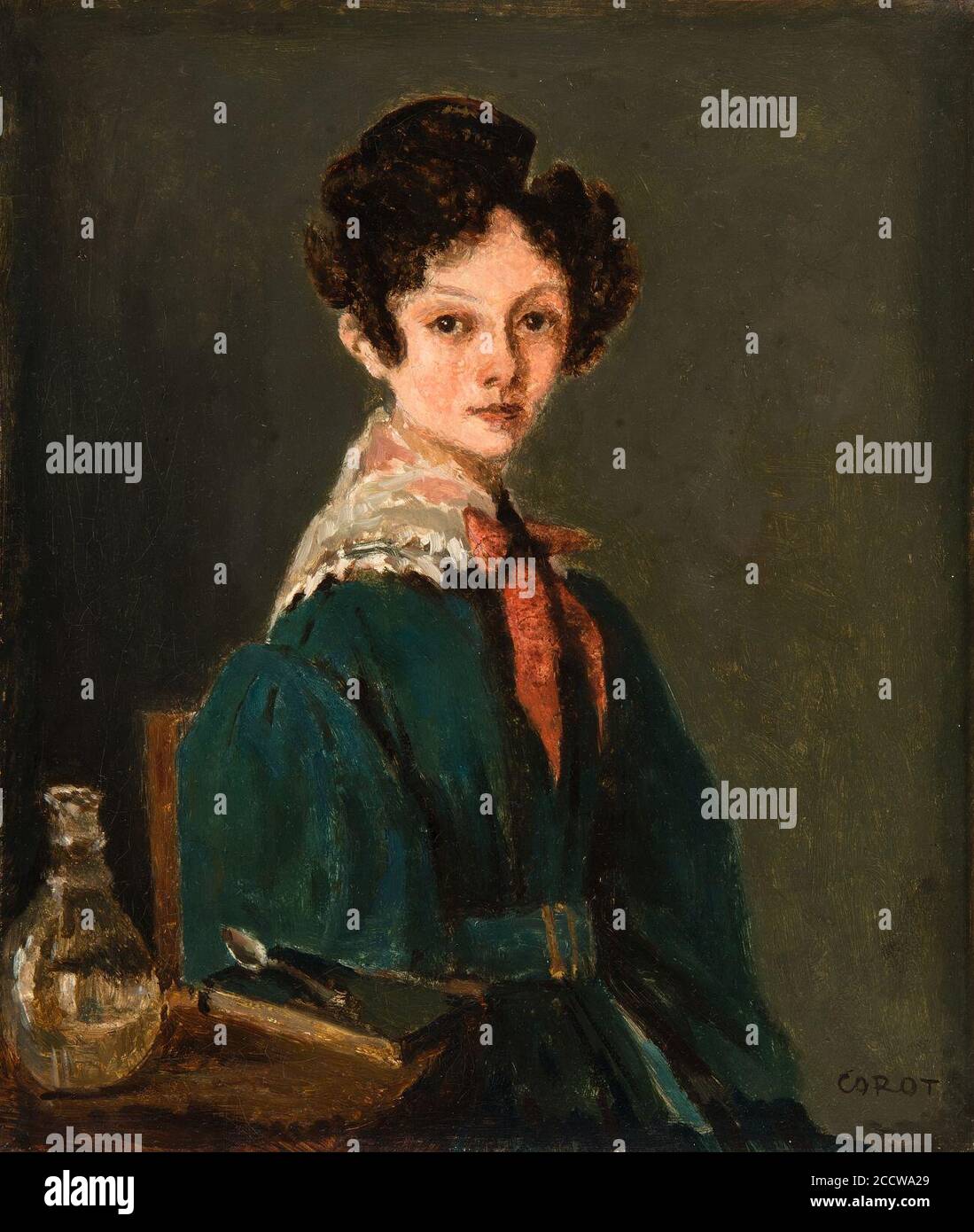 Jean-Baptiste-Camille Corot - Mme Lemaistre, geborene Blanche Sennegon, Nichte von Corot (Mme Lemaistre, geborene Blanche Sennegon, nièce de Corot) - BF895 - Barnes Foundation. Stockfoto