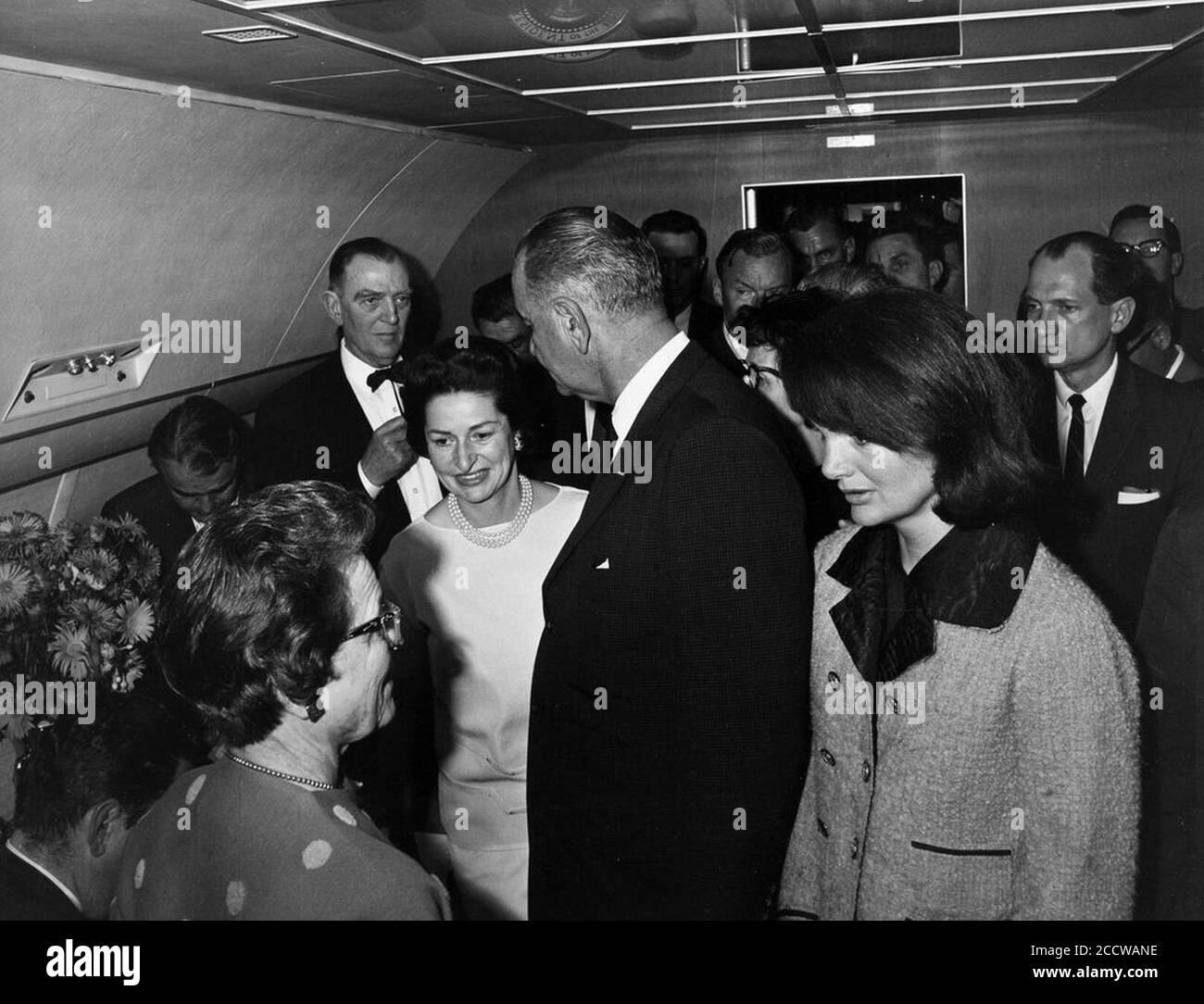 Vereidigung an Bord der Air Force One LBJ als Präsident (06). Stockfoto