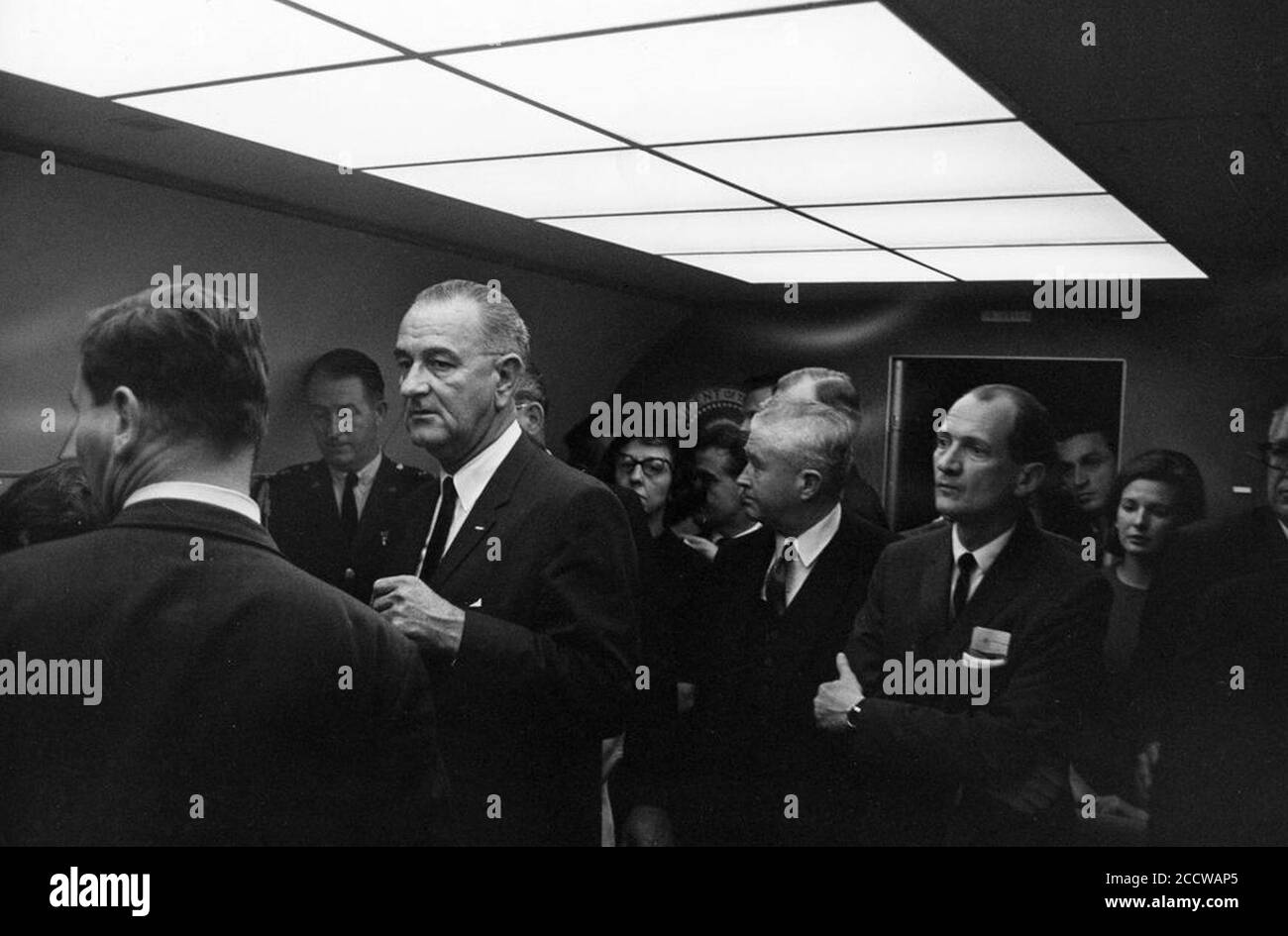 Vereidigung an Bord der Air Force One LBJ als Präsident (07). Stockfoto