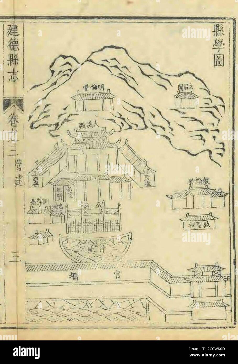 Jiande Konfuzianischen Tempel in 1754. Stockfoto