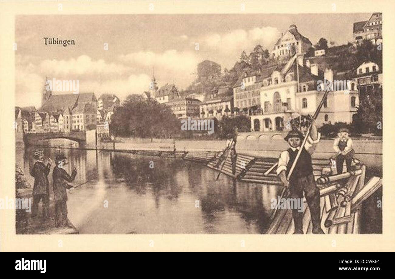 Jockele Sperr es git an Elleboge - Flößer in Tübingen. Stockfoto