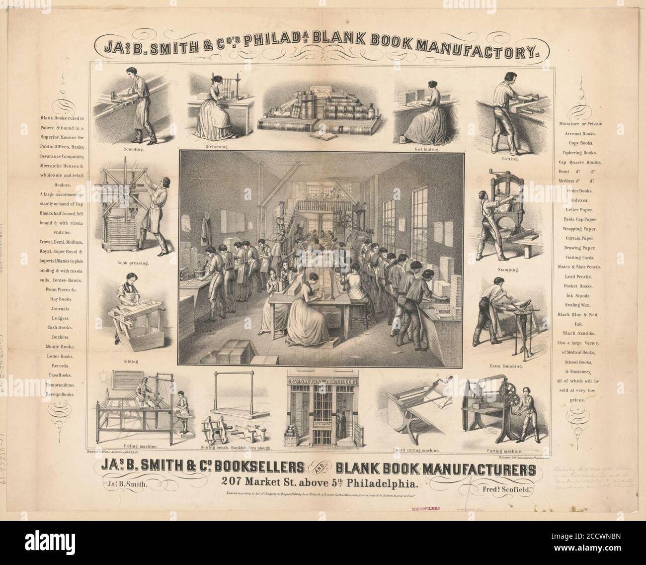 Jas. B. Smith & Co. Philada. Unbeschriftete Buchmanufaktur - gezeichnet & lithd. Bei A. Kollner's Lithy., Phila. Stockfoto