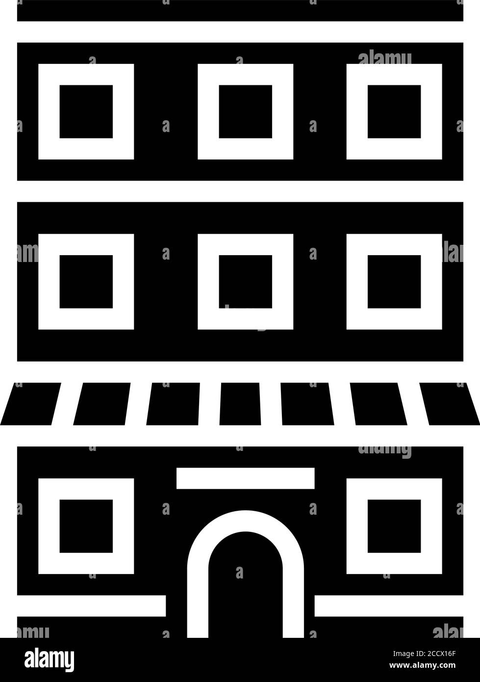 Haus mit Wohnung Gebäude Glyphe Symbol Vektor Illustration Stock Vektor