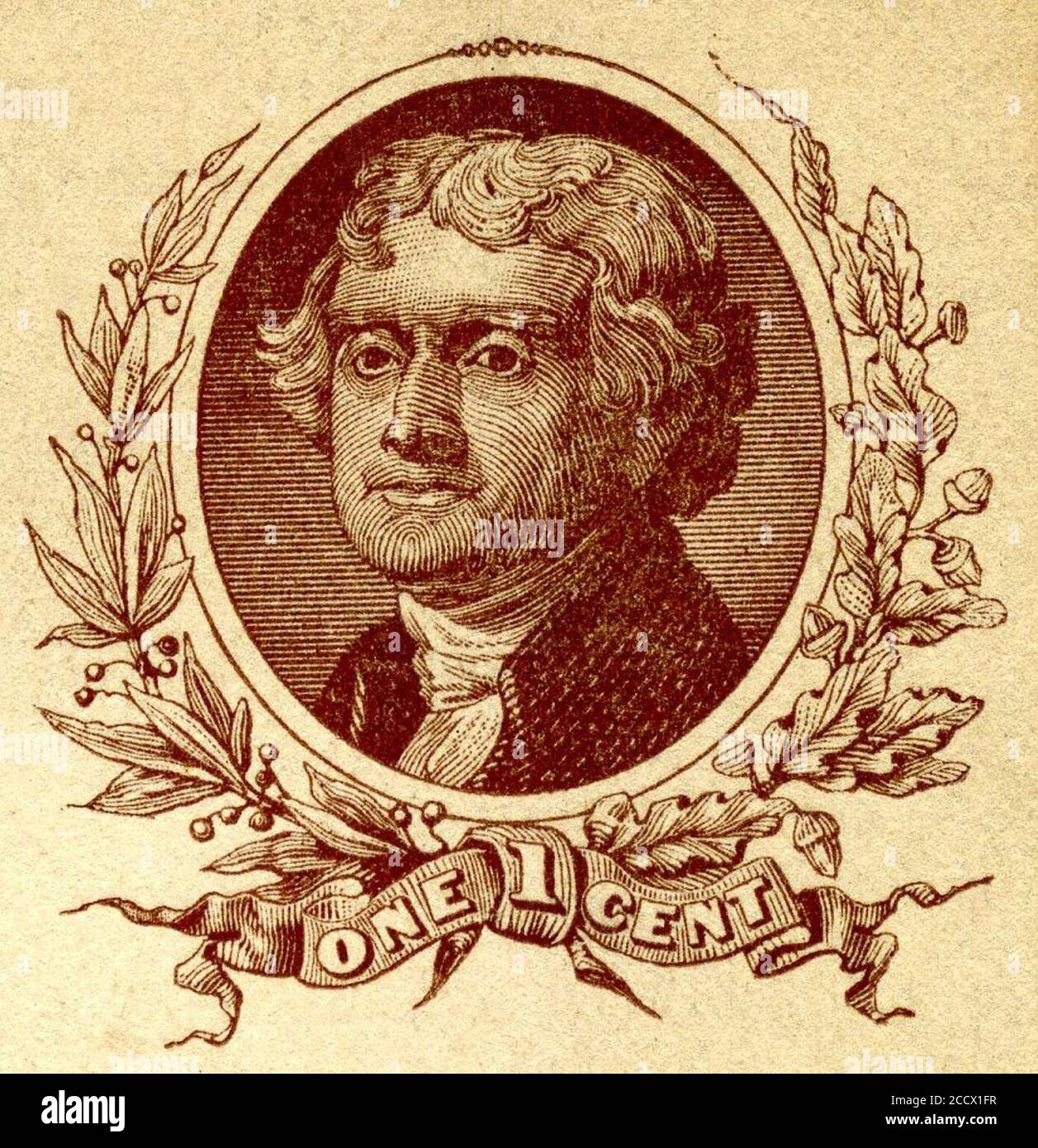 Jefferson Postkarte der USA. Stockfoto