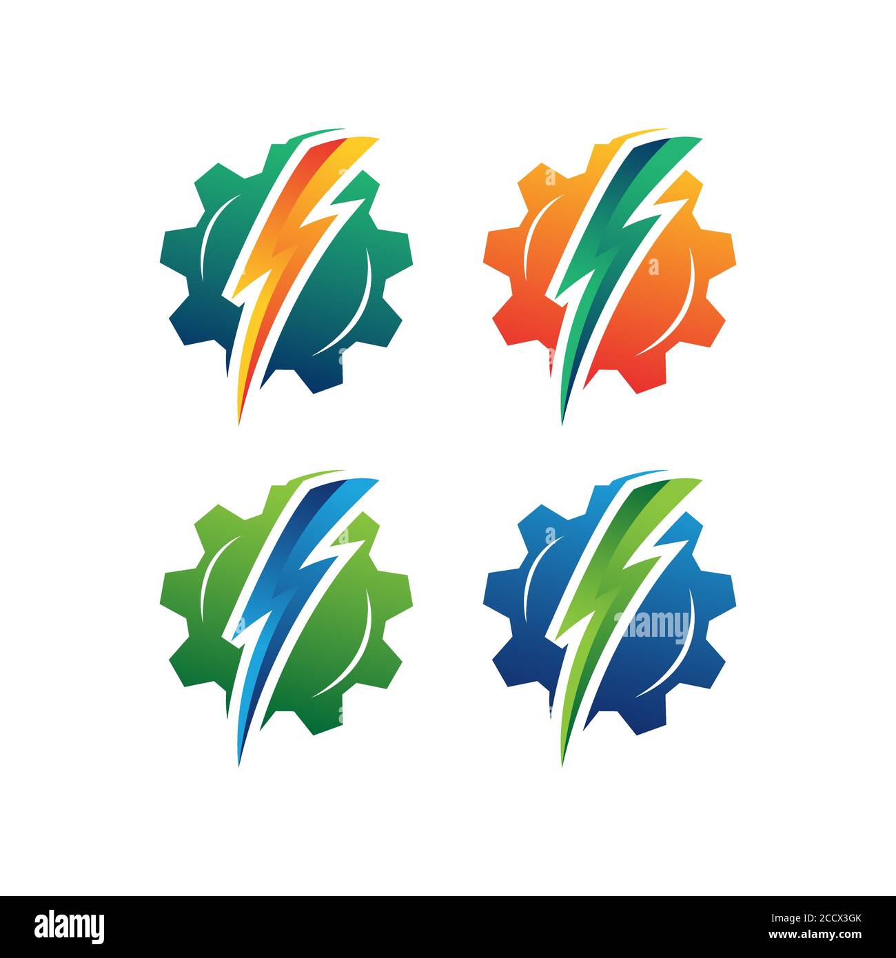 Gear Power Logo Design mit Farbverlauf-Industrie-Logo-Vorlage.EPS 10 Stock Vektor