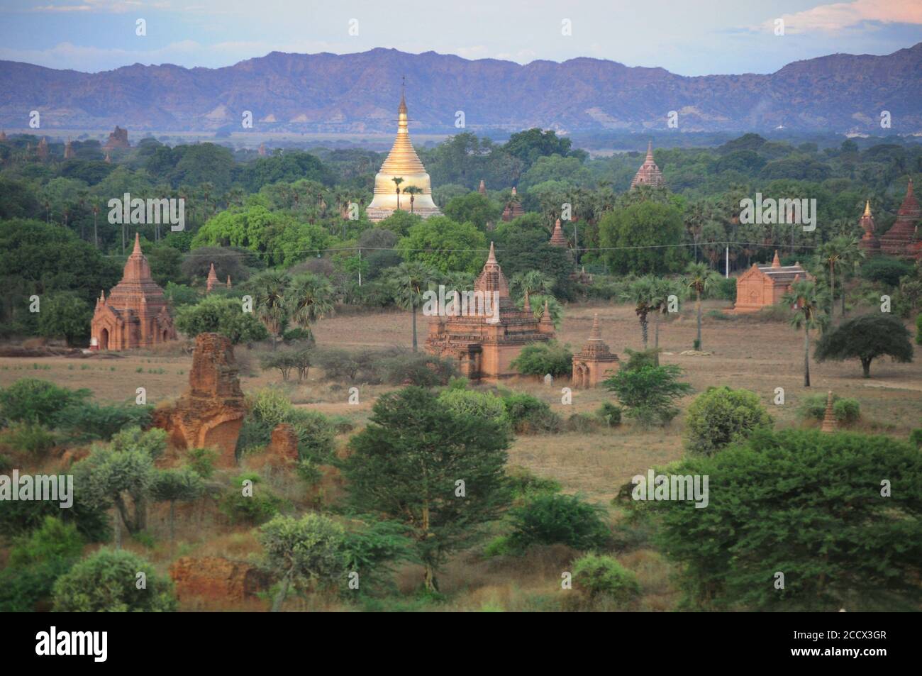 Landschaft des alten Bagan Myanmar Stockfoto