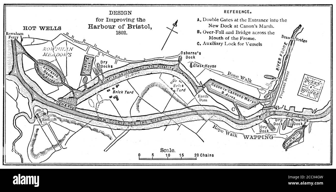 Jessops Plan für den schwimmenden Hafen (nicht angenommen). Stockfoto