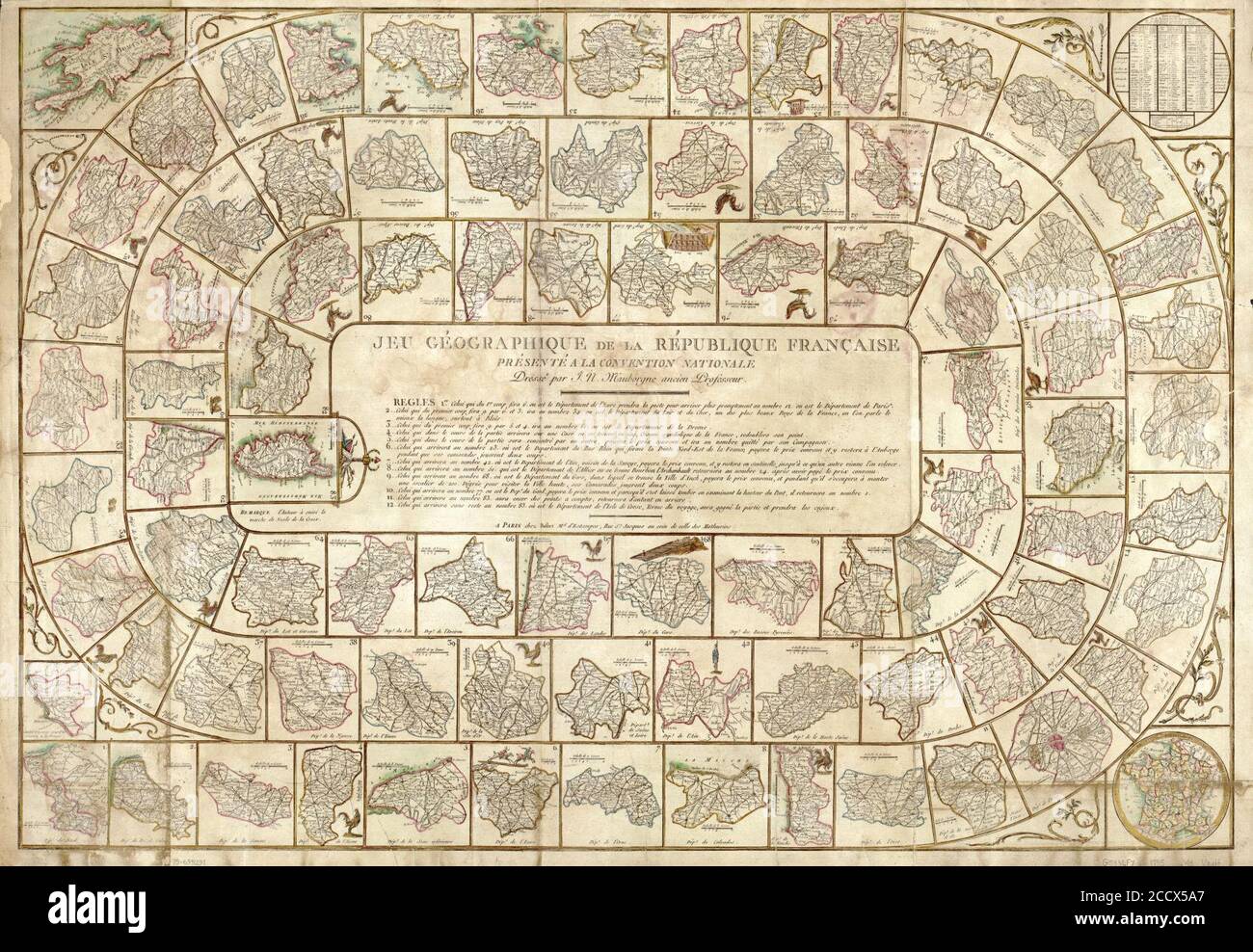 Jeu géographique de la République Française - présenté à la Convention Nationale Stockfoto