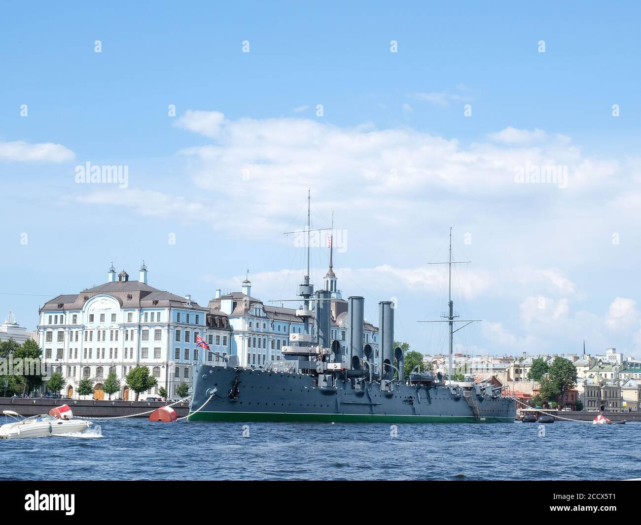 Der Kreuzer Aurora in St. Petersburg - ein Symbol der Revolution Stockfoto