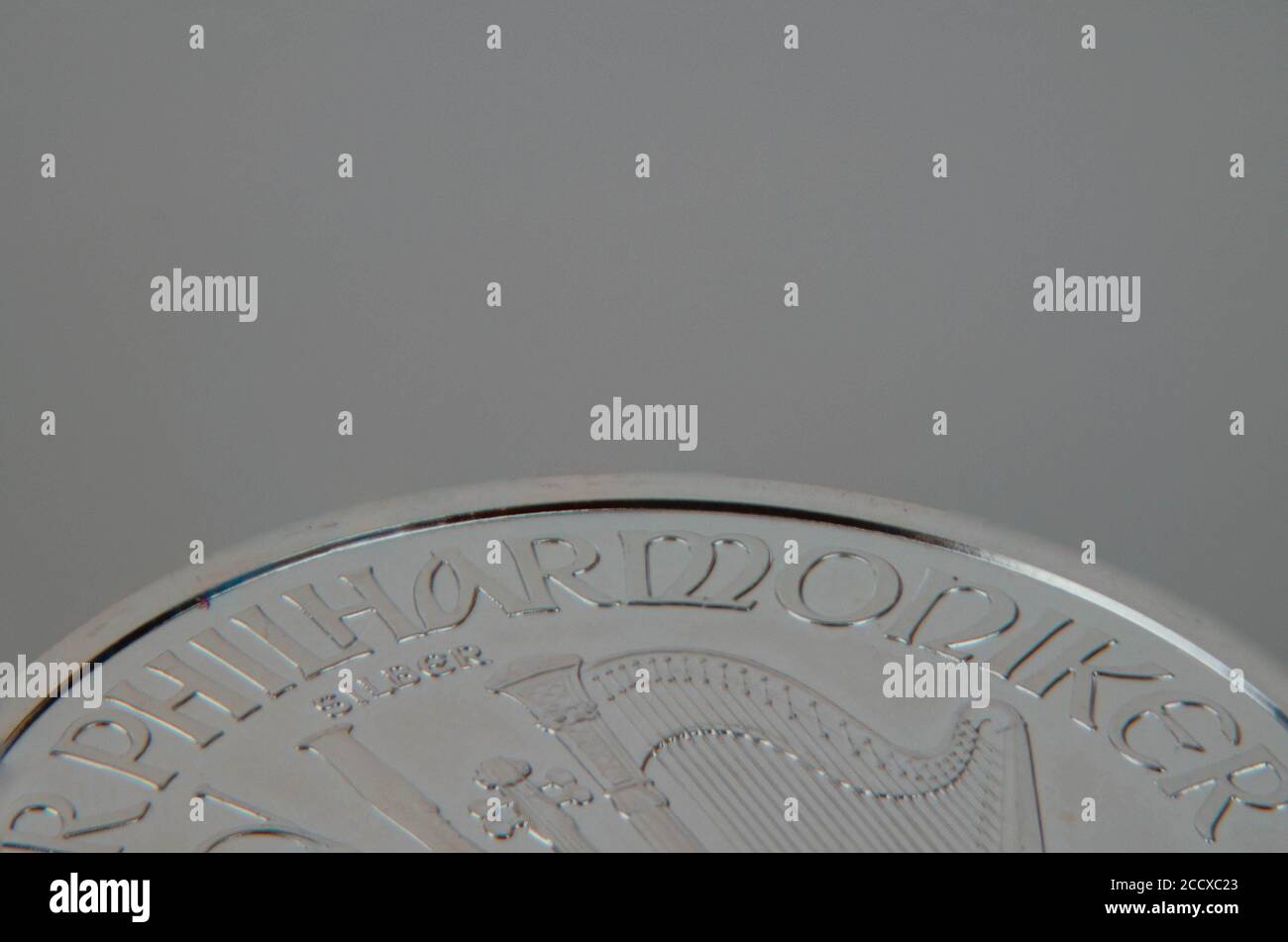 Silbermünze Wiener Philharmoniker eine Unze mit 1.5 Euro Wert Stockfoto